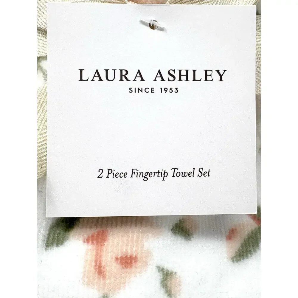 Laura Ashley Fingertip Tip Towels Set Evie Floral 2 Pcs Peach Yellow NWT